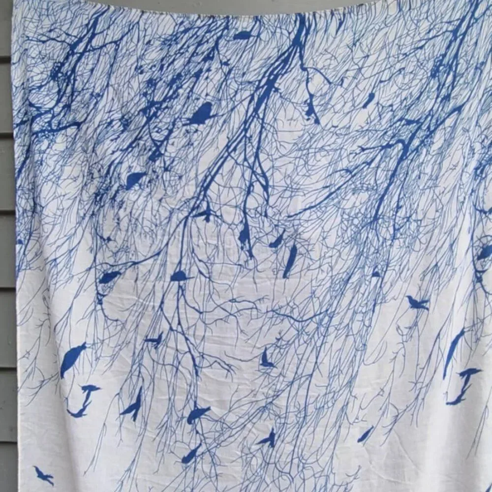 Ganz Esther Lily Birds in Trees Scarf Blue White